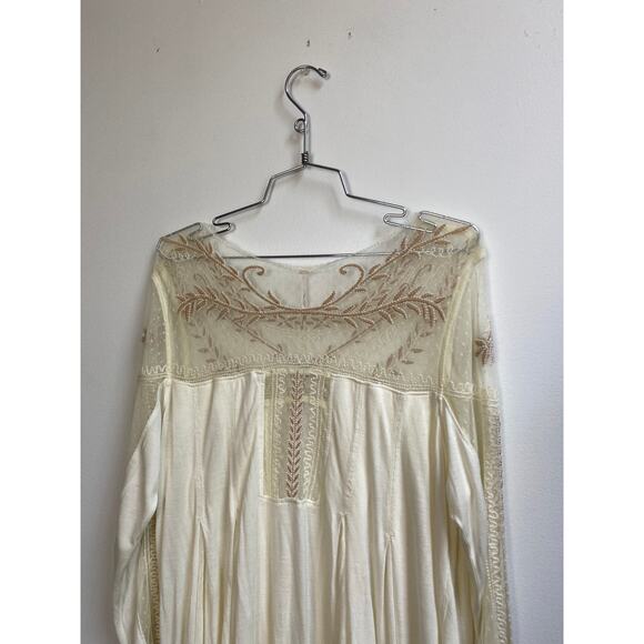 Free People Cream Mixed Media Long Sleeve Top in Tea Combo NWT - Picture 6 of 6